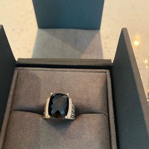 David Yurman  Wheaten Ring size 6.5 Sterling silver with Black Onyx and diamonds